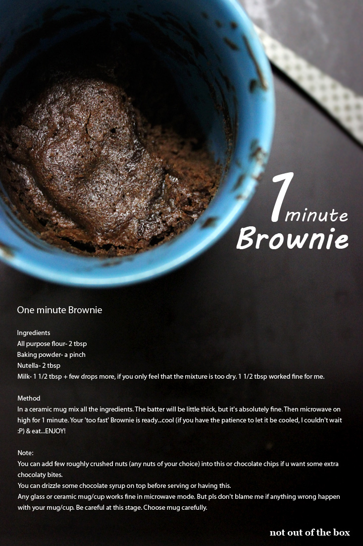 One minute Nutella Eggless Brownie
