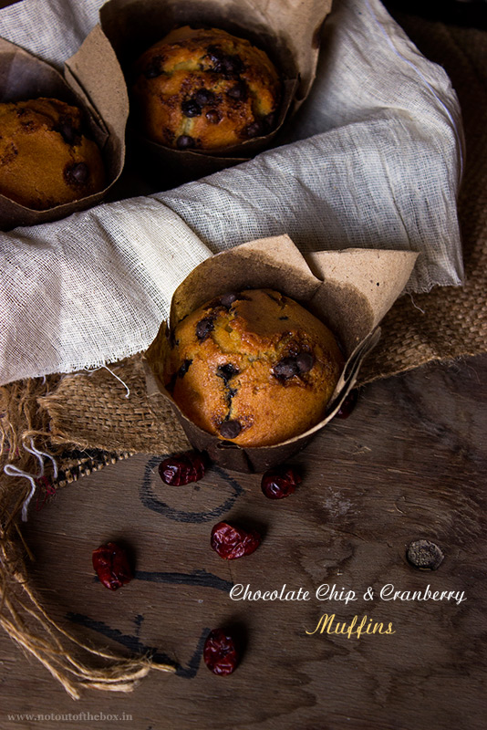 Eggless Chocolate Chip Cranberry Muffins