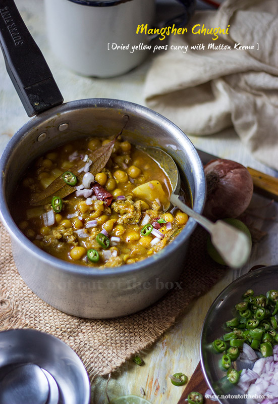 Mangsher Ghugni / Dried Yellow Peas Curry with Mutton Keema