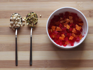 Dry fruits and nuts- Cashews, pistachios, apricot and tutti-frutti
