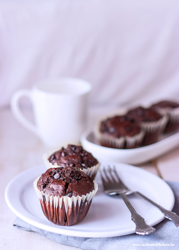 Eggless Double Chocolate Muffins