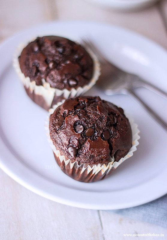 Eggless Double Chocolate Muffins