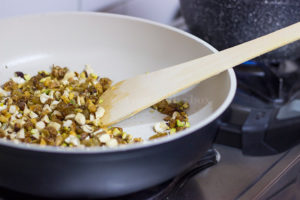 Frying dry fruits and nuts .