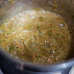 After grinding tomato, basil and garlic cloves