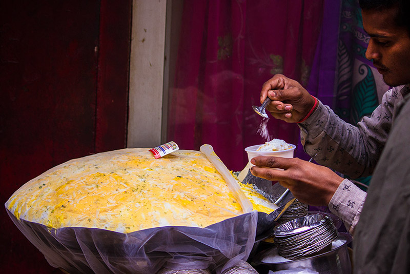 Daulat ki Chaat at the street of Old Delhi
