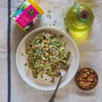 Matcha Green Tea Wheat flour Pasta with Toasted Walnuts