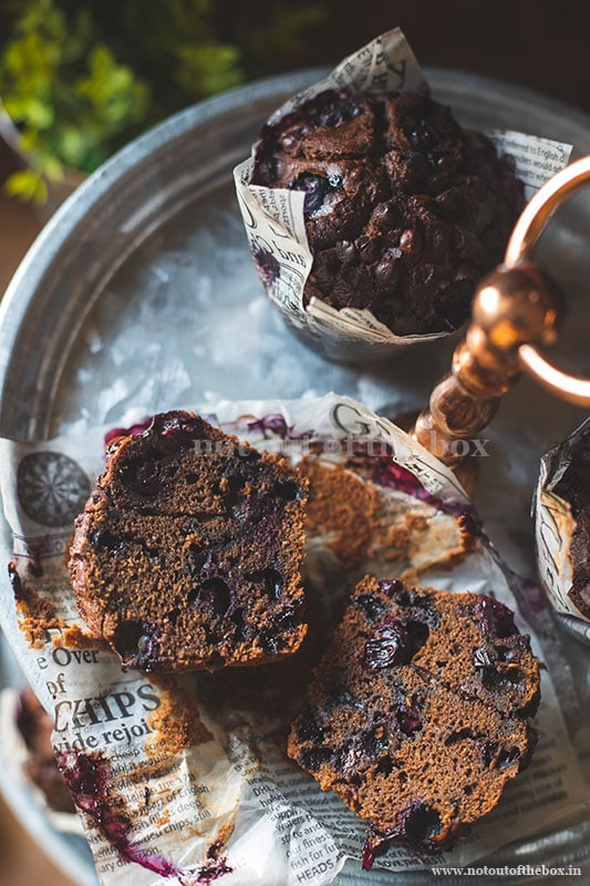 Wheat flour Double Chocolate Blueberry Muffins