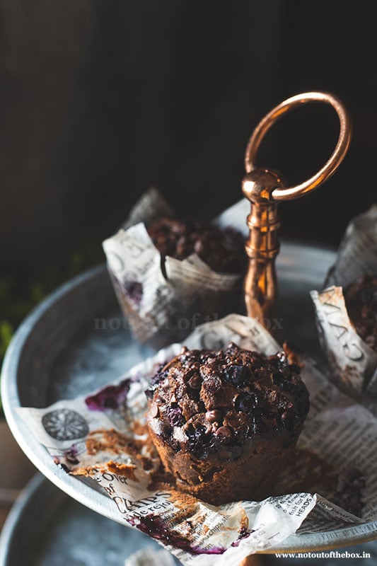 Wheat flour Double Chocolate Blueberry Muffins
